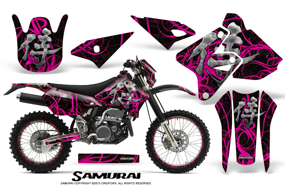 Suzuki DRZ400 Enduro Graphics Kit Samurai Pink Black NP Rims